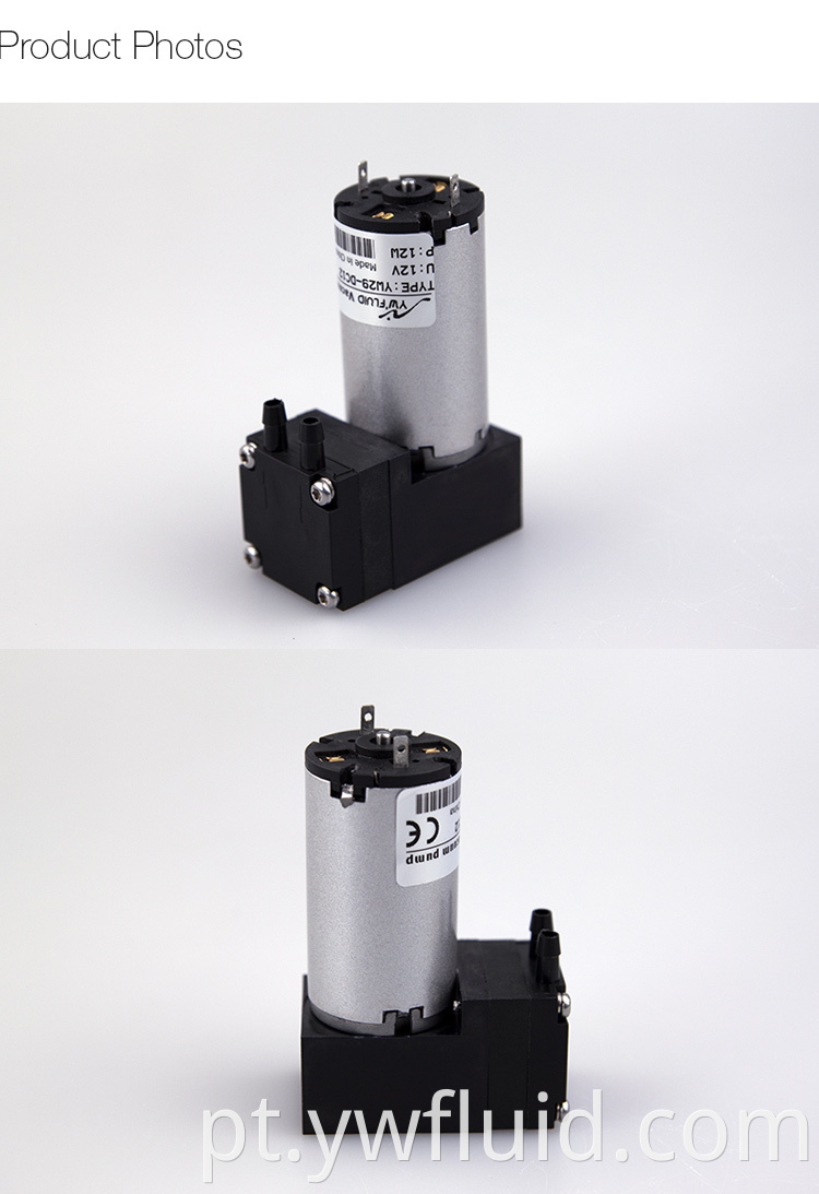 Fornecedor de bomba de micro diafragma de alto desempenho de grau alimentício YWfluid com motor DC usado para transferência de gás Geração de vácuo